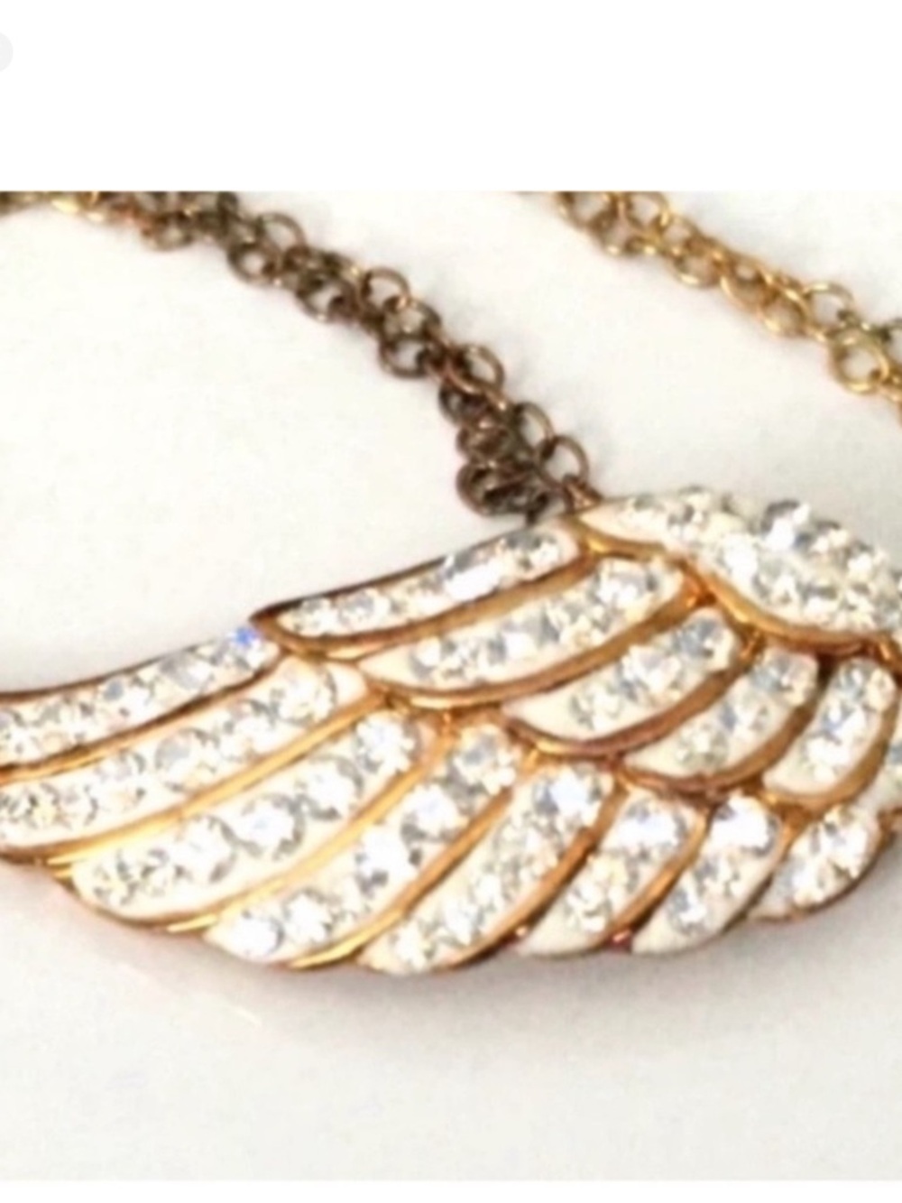 NWT Angel Wing Crystals Gold Wash Sterling Silver Necklace - Picture 5 of 5